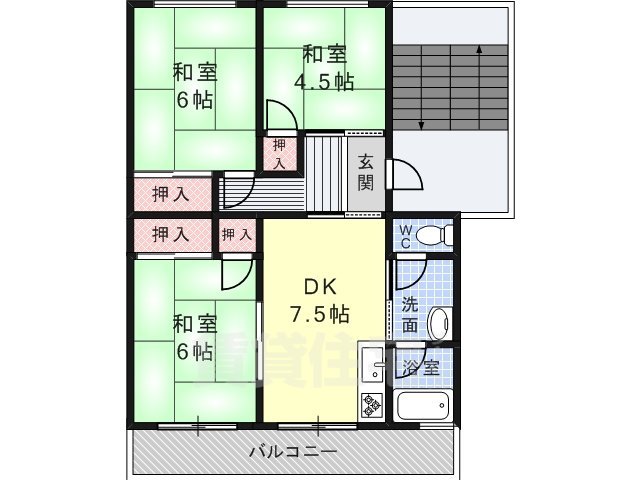 高槻市安満西の町のマンションの間取り