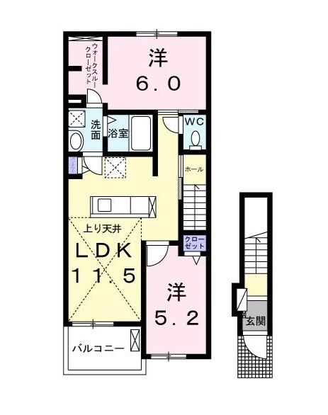 【所沢市大字上安松のアパートの間取り】