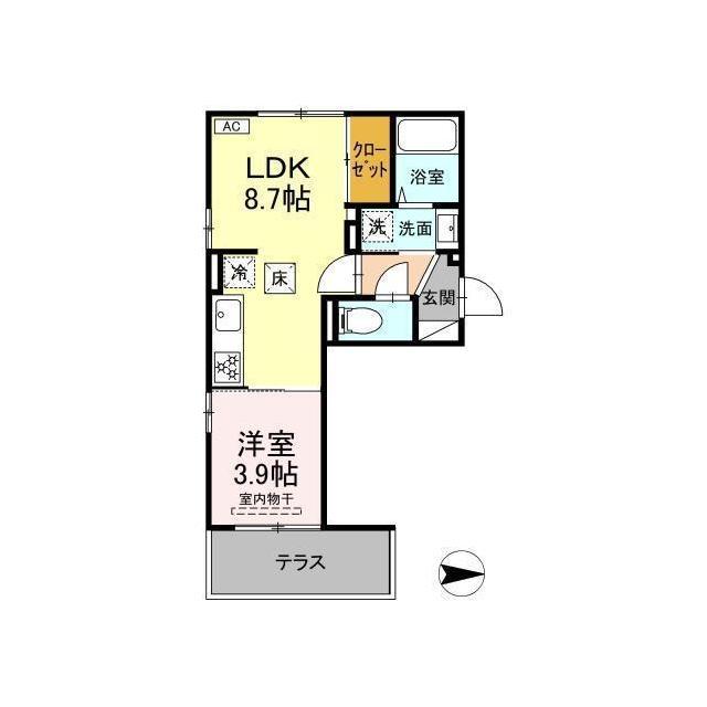 Ｄ－ｒｏｏｍ　（仮）中央市中楯の間取り