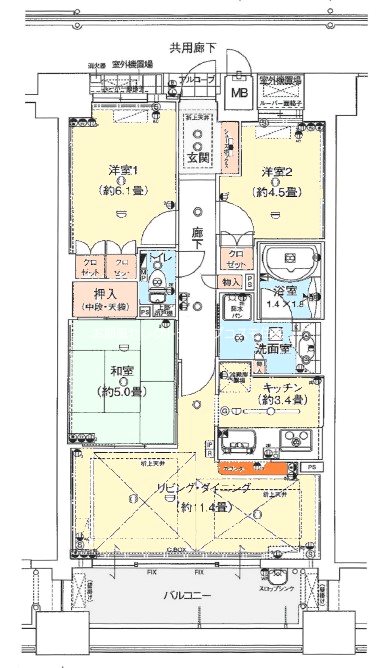 八尾市龍華町のマンションの間取り