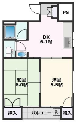 吹田市佐井寺のマンションの間取り