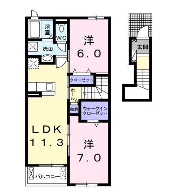香南市野市町西野のアパートの間取り