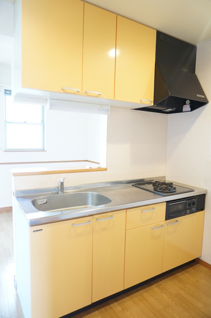 キッチン　収納キャビネットたっぷりの２口コンロシステムキッチンです★