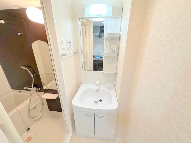 洗面設備　人気の独立洗面所にはうれしいシャンプードレッサーが付いてます