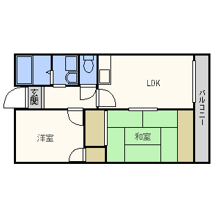 ＪＲ大阪環状線 弁天町駅 徒歩10分 7階建 築42年の間取り写真