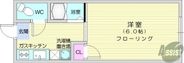 仙台市青葉区川内三十人町のアパートの間取り