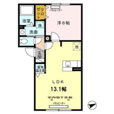 函館市山の手のアパートの間取り