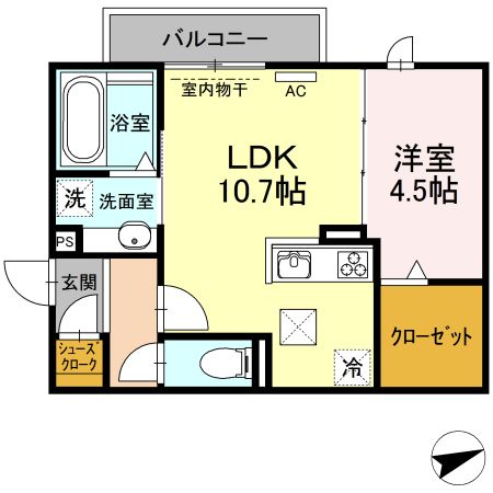 豊川市二見町のアパートの間取り