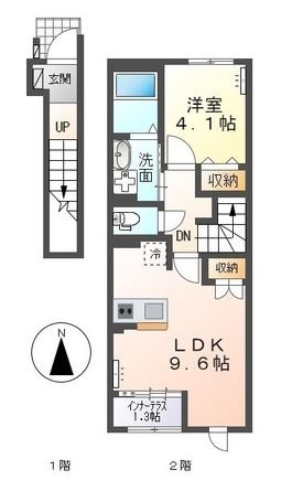 倉敷市中畝のアパートの間取り