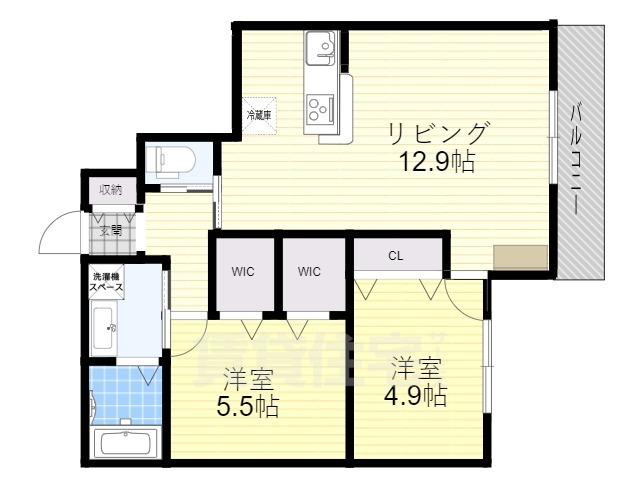 伊丹市南野のアパートの間取り