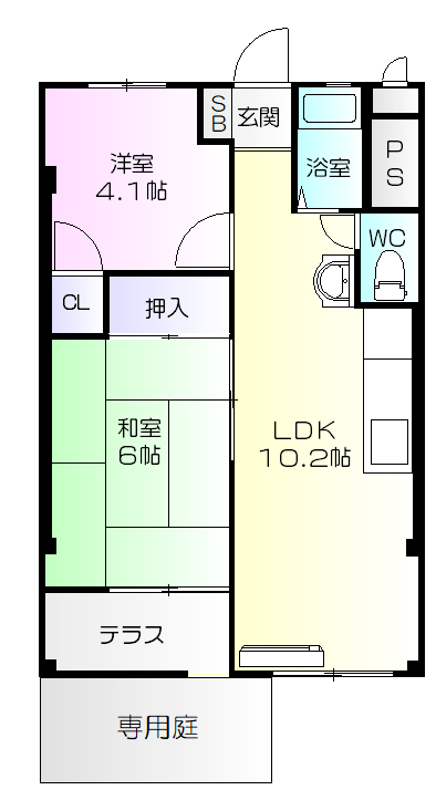 山手町コーポラスA棟の間取り