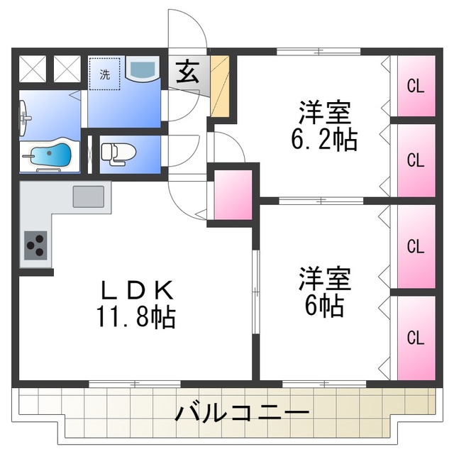 【和歌山市本脇のマンションの間取り】