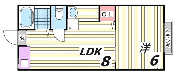 神戸市北区鈴蘭台北町のアパートの間取り