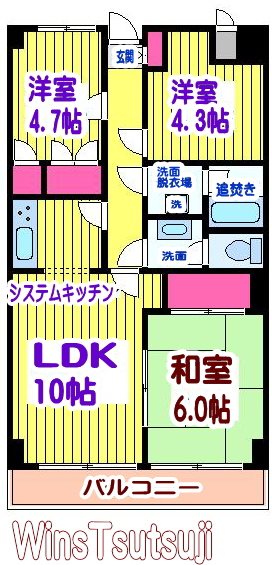 調布市国領町のマンションの間取り