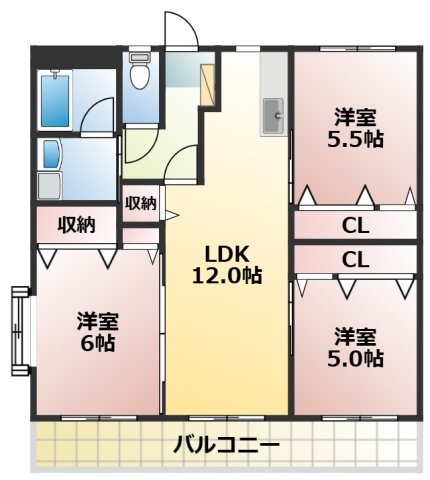 熊本市南区出仲間のマンションの間取り