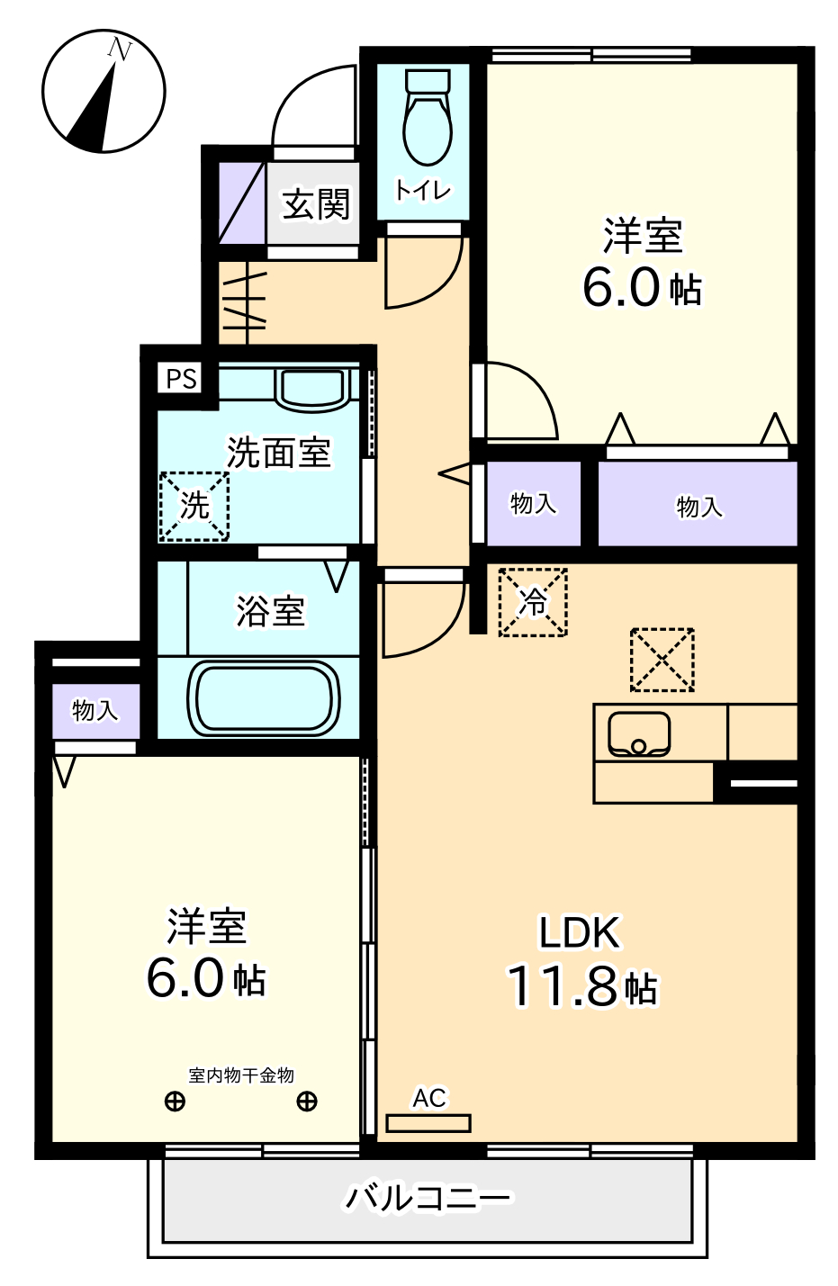 甲斐市万才のアパートの間取り