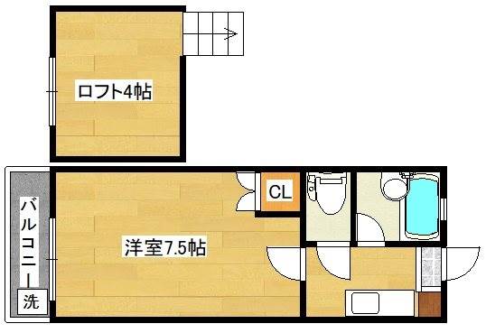 北九州市小倉南区志井のアパートの間取り