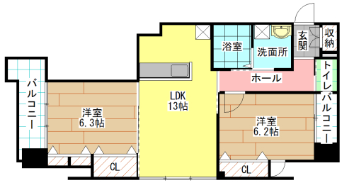 北九州市小倉北区下到津のマンションの間取り