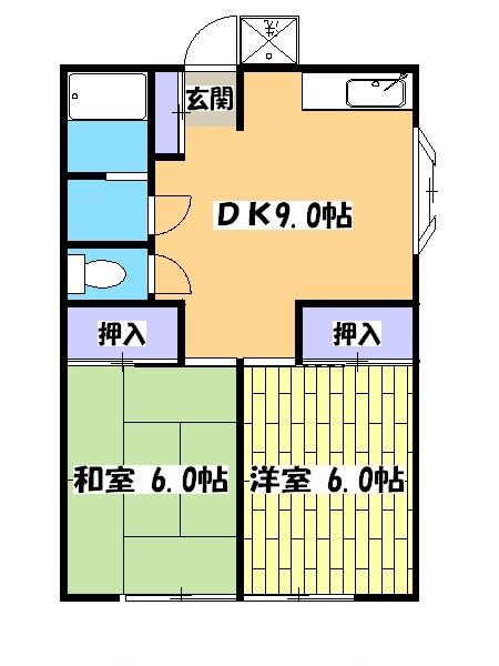 所沢市東新井町のアパートの間取り