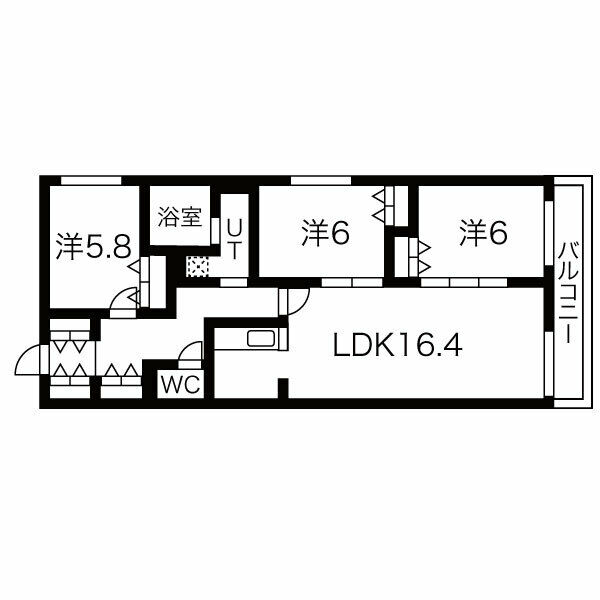 札幌市豊平区月寒中央通のマンションの間取り