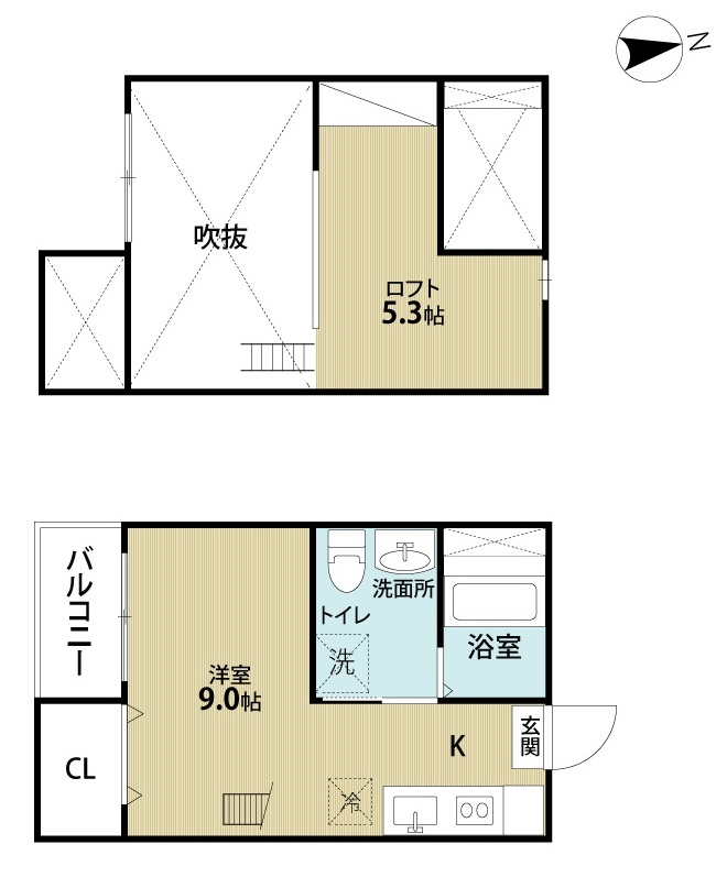 名古屋市熱田区河田町のアパートの間取り