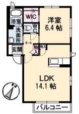 倉敷市平田のアパートの間取り