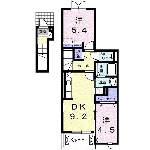 豊川市桜町のアパートの間取り