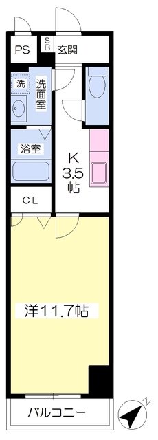 松山市樽味のマンションの間取り