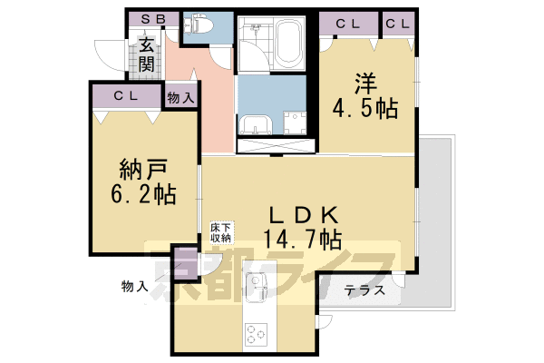 【京都市伏見区深草大亀谷大山町のアパートの間取り】