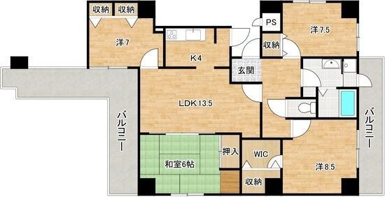 吹田市藤が丘町のマンションの間取り