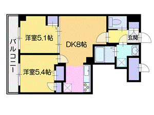 余市郡余市町黒川町のマンションの間取り