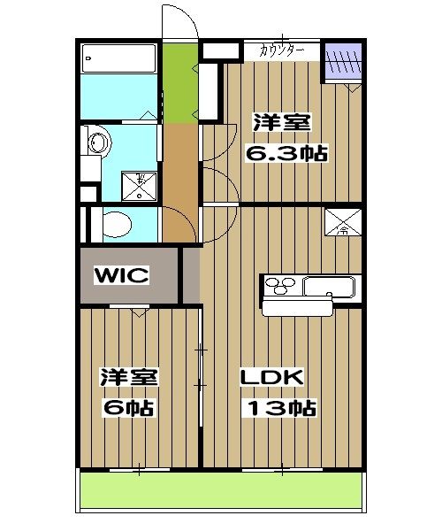 京都市右京区西院西溝崎町のアパートの間取り