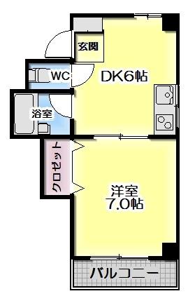 川崎市川崎区京町のマンションの間取り