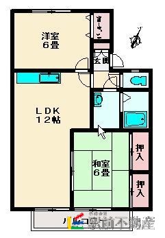 セジュール小郡Ｄ棟の間取り