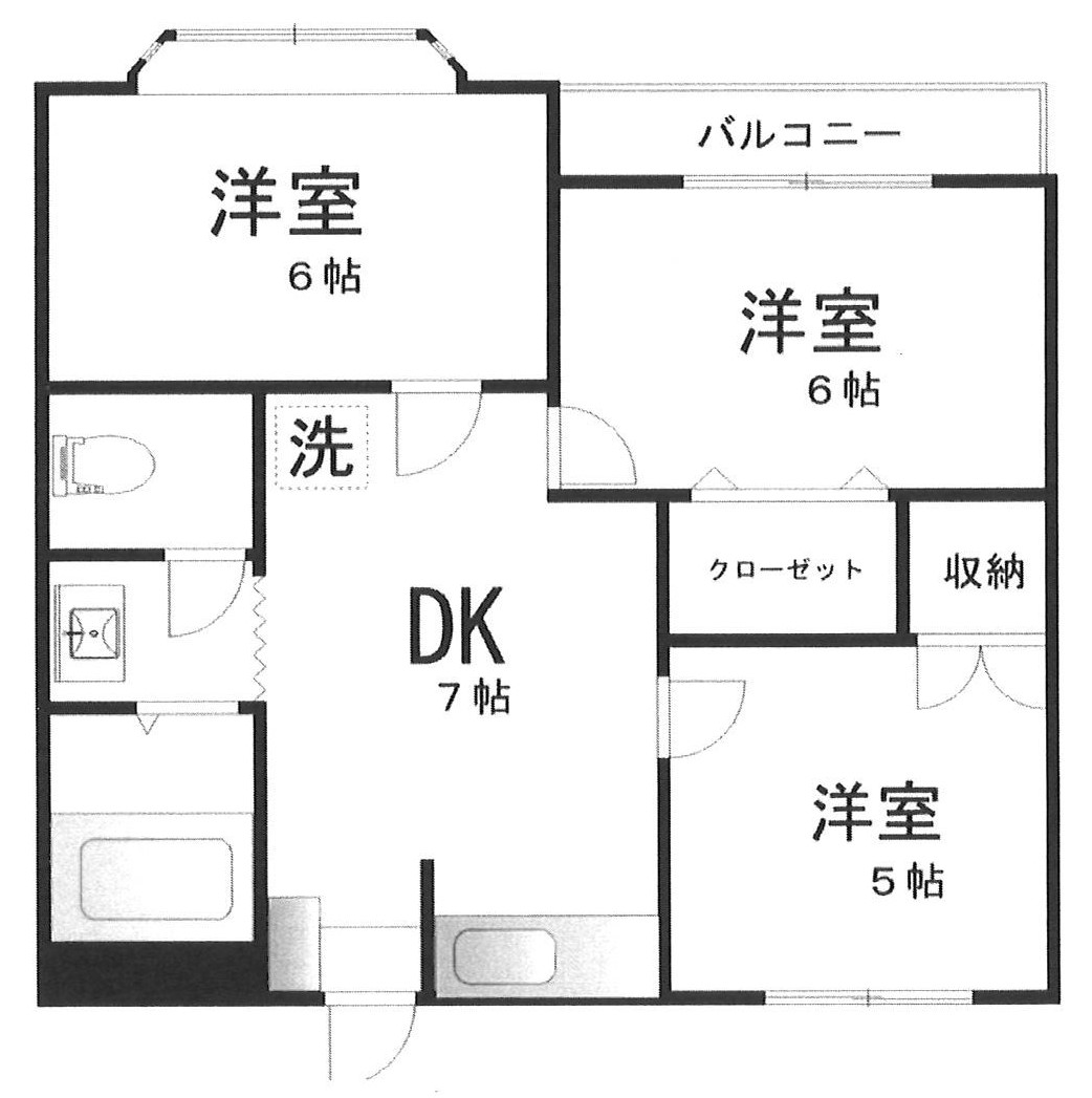 京成本線 京成津田沼駅 徒歩15分 3階建 築33年の間取り写真