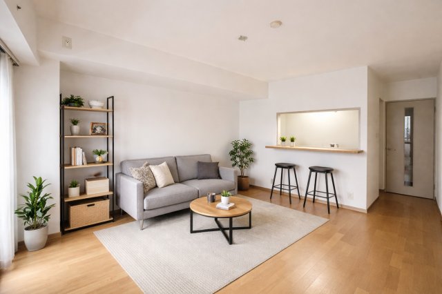 居室・リビング　画像内の家具はAIにより配置加工しているため、付属しておりま