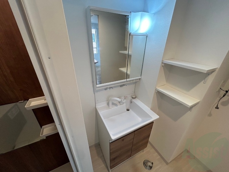 洗面設備　シャンプードレッサー。身支度はここでばっちりですね。