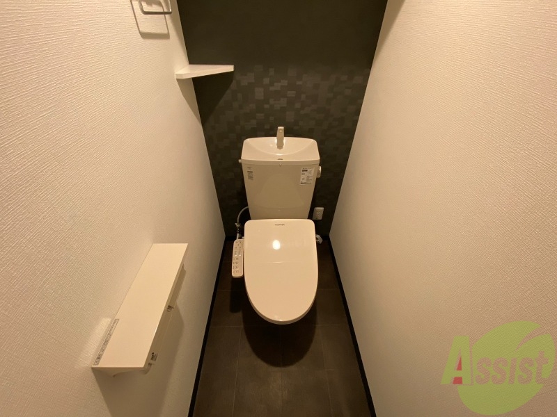 トイレ　ウォシュレット機能がついたトイレ。安心して使用できますね。