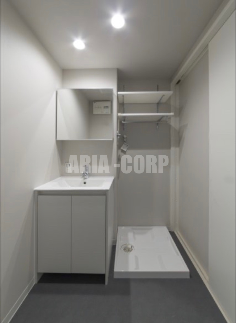 洗面設備　デザイン型の独立洗面台！収納豊富な洗面所♪