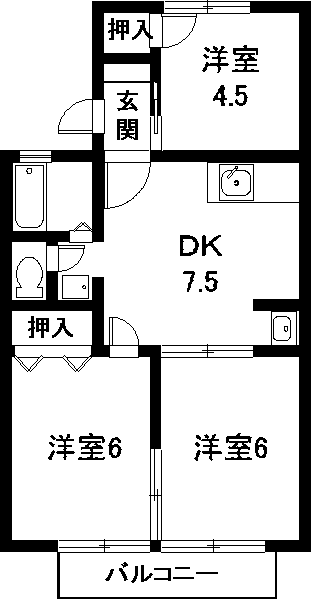 近鉄名古屋線 伏屋駅 徒歩10分 2階建 築37年の間取り写真