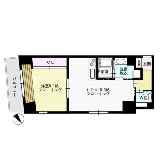 地下鉄七隈線 渡辺通駅 徒歩10分 15階建 築18年の間取り写真