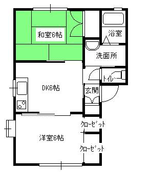 那須塩原市二つ室のアパートの間取り