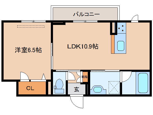 奈良市西大寺赤田町のマンションの間取り