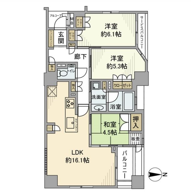 京都市中京区守山町のマンションの間取り