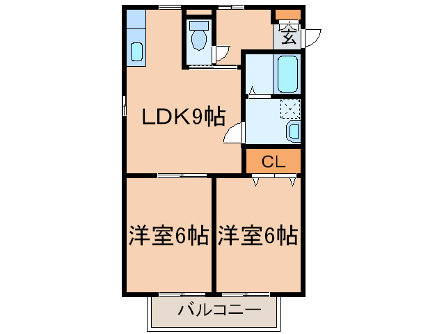 福岡県中間市中央５（アパート）の賃貸物件の間取り