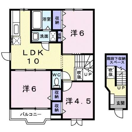 伊予市下吾川のアパートの間取り