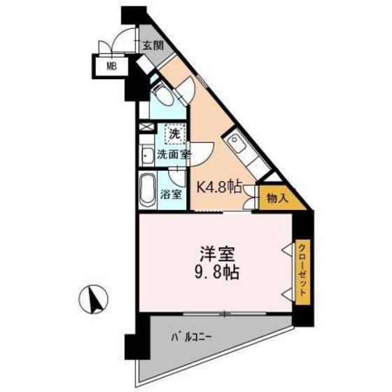 広島市東区牛田新町のマンションの間取り