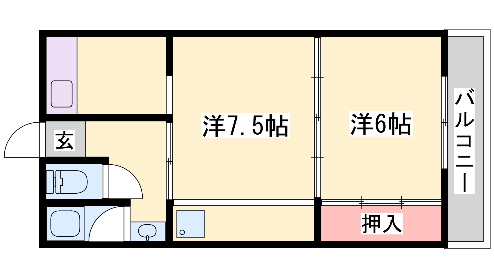 高砂市北浜町西浜のアパートの間取り