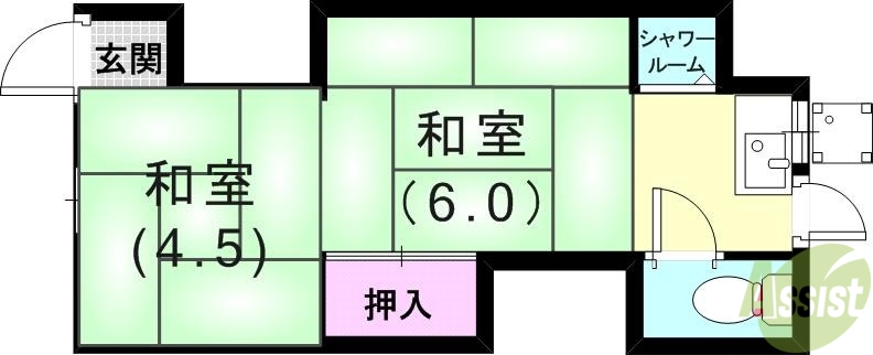 神戸市長田区明泉寺町のアパートの間取り