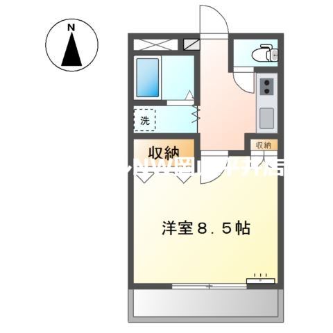 岡山市中区長岡のアパートの間取り